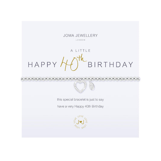 A Little 'Happy 40th Birthday' Bracelet | Silver Plated