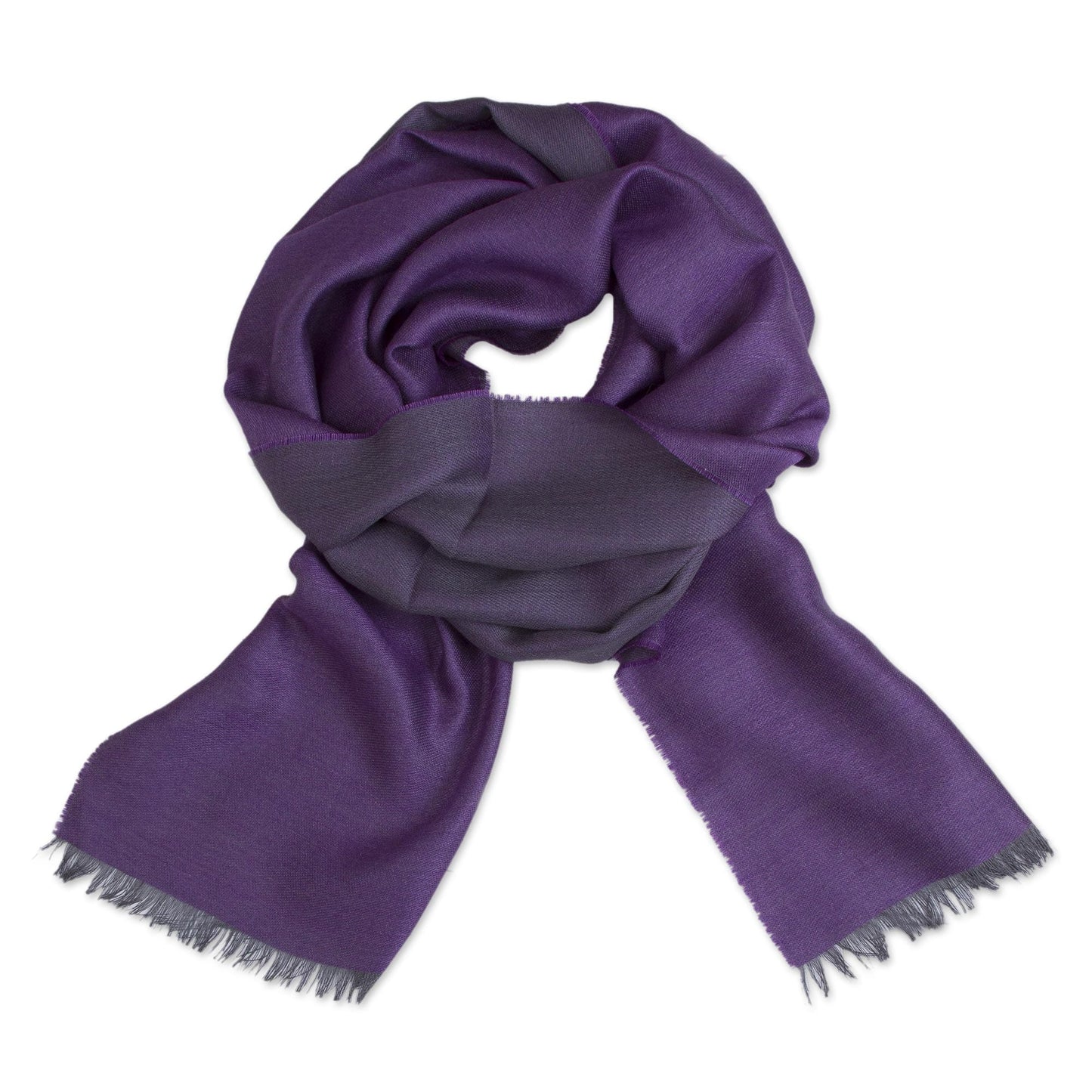 Baby Alpaca and Silk Blend Plum and Grey Reversible Scarf - Options in Plum