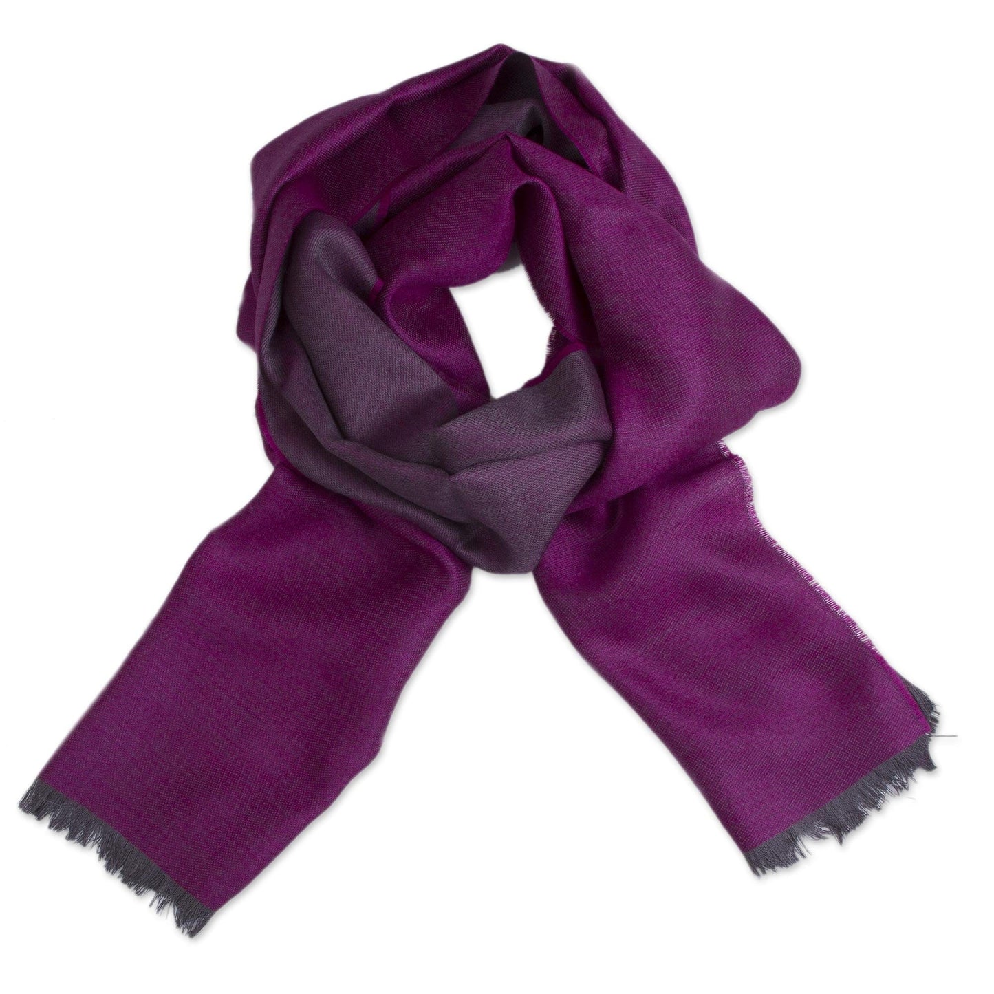 Baby Alpaca and Silk Blend Currant and Grey Reversible Scarf - Options in Currant