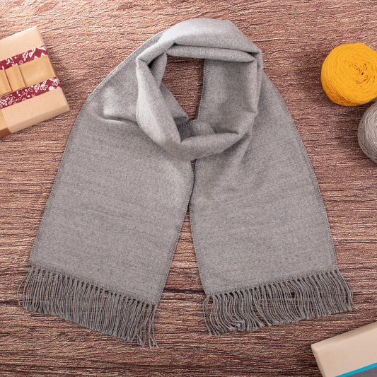 Artisan Crafted Alpaca Blend Scarf in Smoke from Peru - Winter Chic in Smoke
