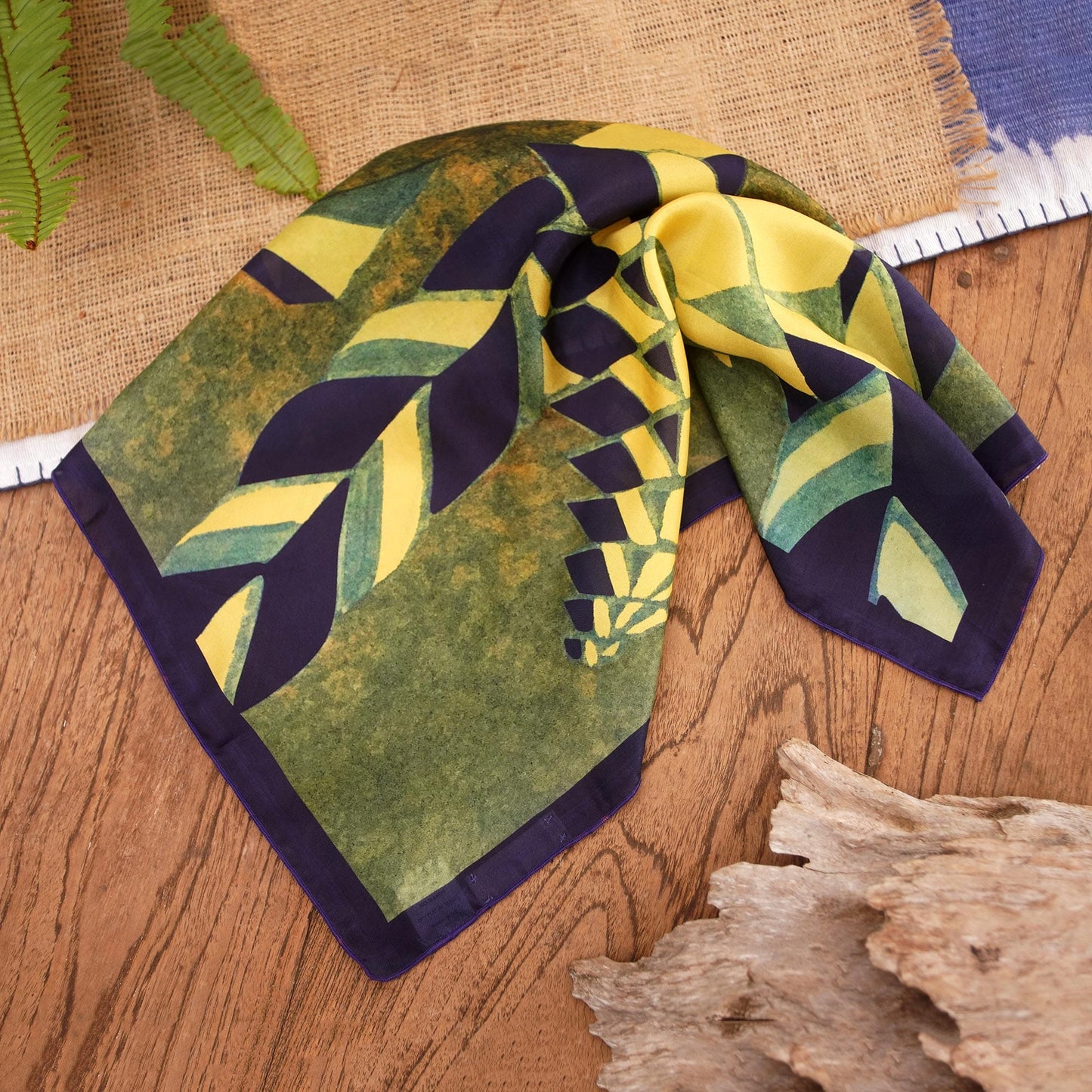 Balinese Nature-Inspired Silk Bandana - Evening Walk