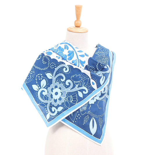 Batik Cotton Garden-Motif Scarf - Icy Garden