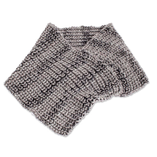 Black Grey and White Neck Warmer from Costa Rica - Grey Knit