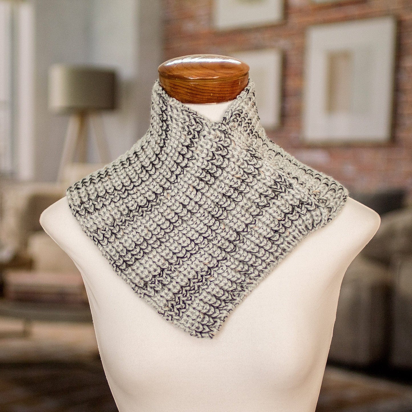 Black Grey and White Neck Warmer from Costa Rica - Grey Knit